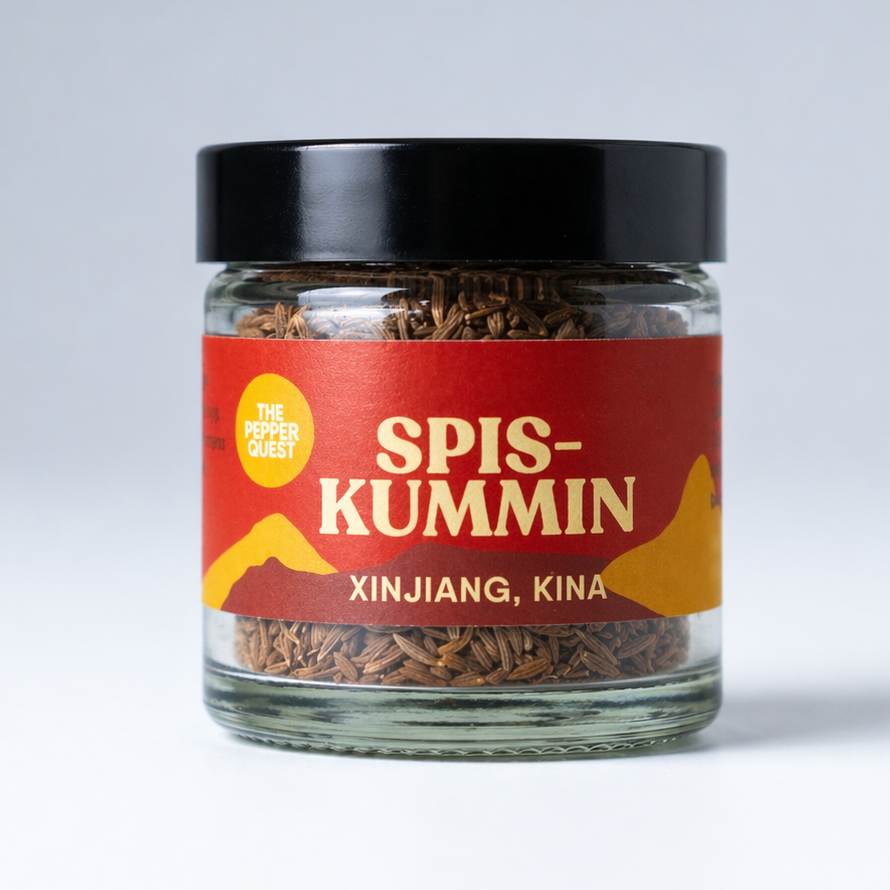 Jar of SPISKUMMIN spice mix with a red label on a white background