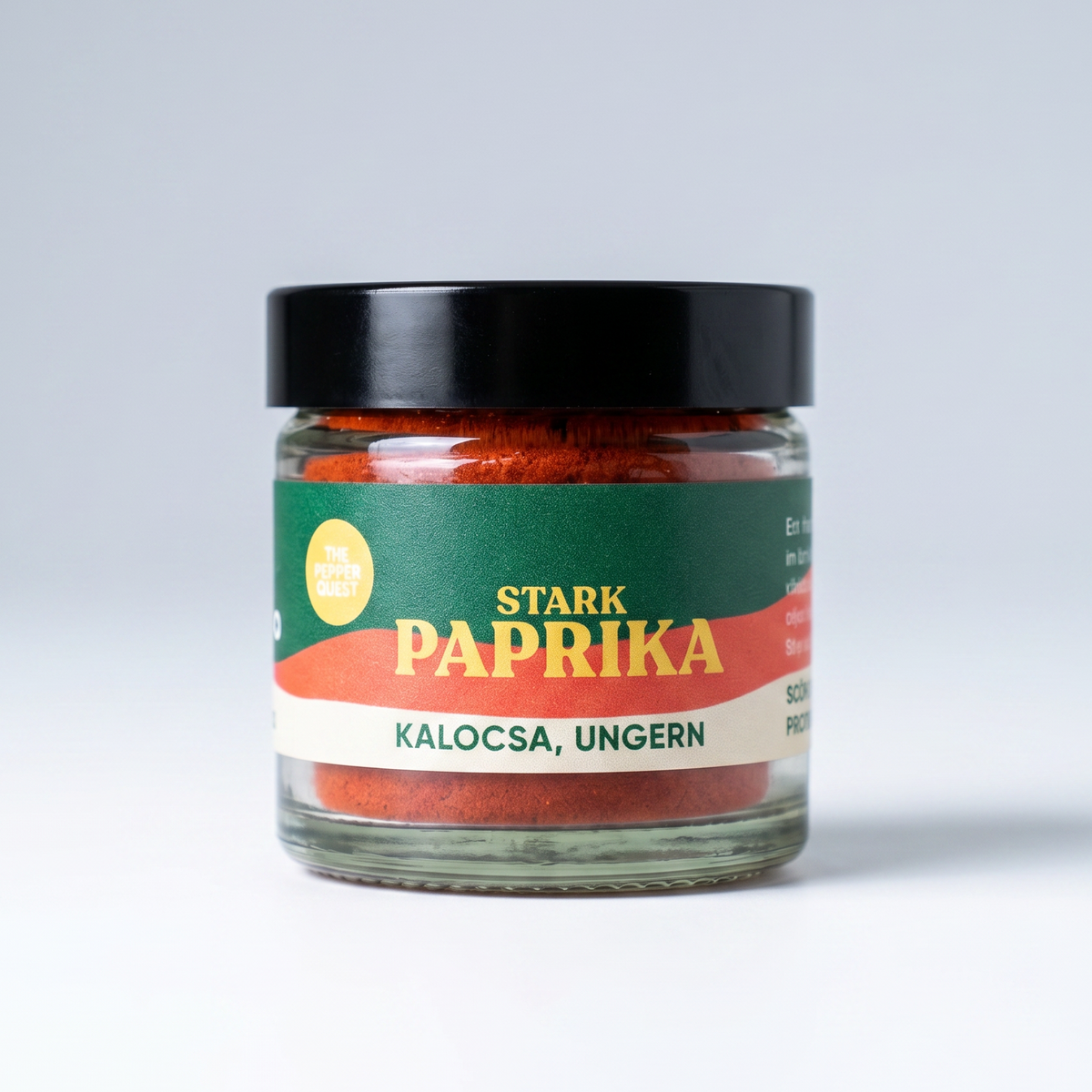 Jar of Stark Paprika on a white background